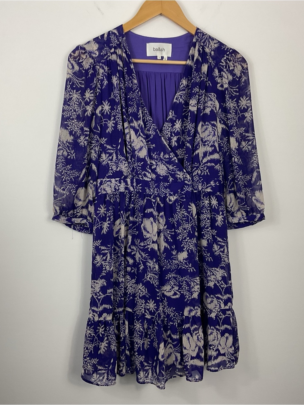 Ba&sh Ulia Floral V Neck Wrap Mini Dress Womens Size 4